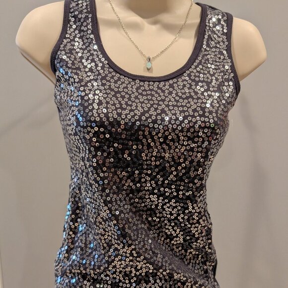 Rue21 Tops - Rue21 Dark Gray Tank Top with Silver Sequin Small Excellent Used Condition